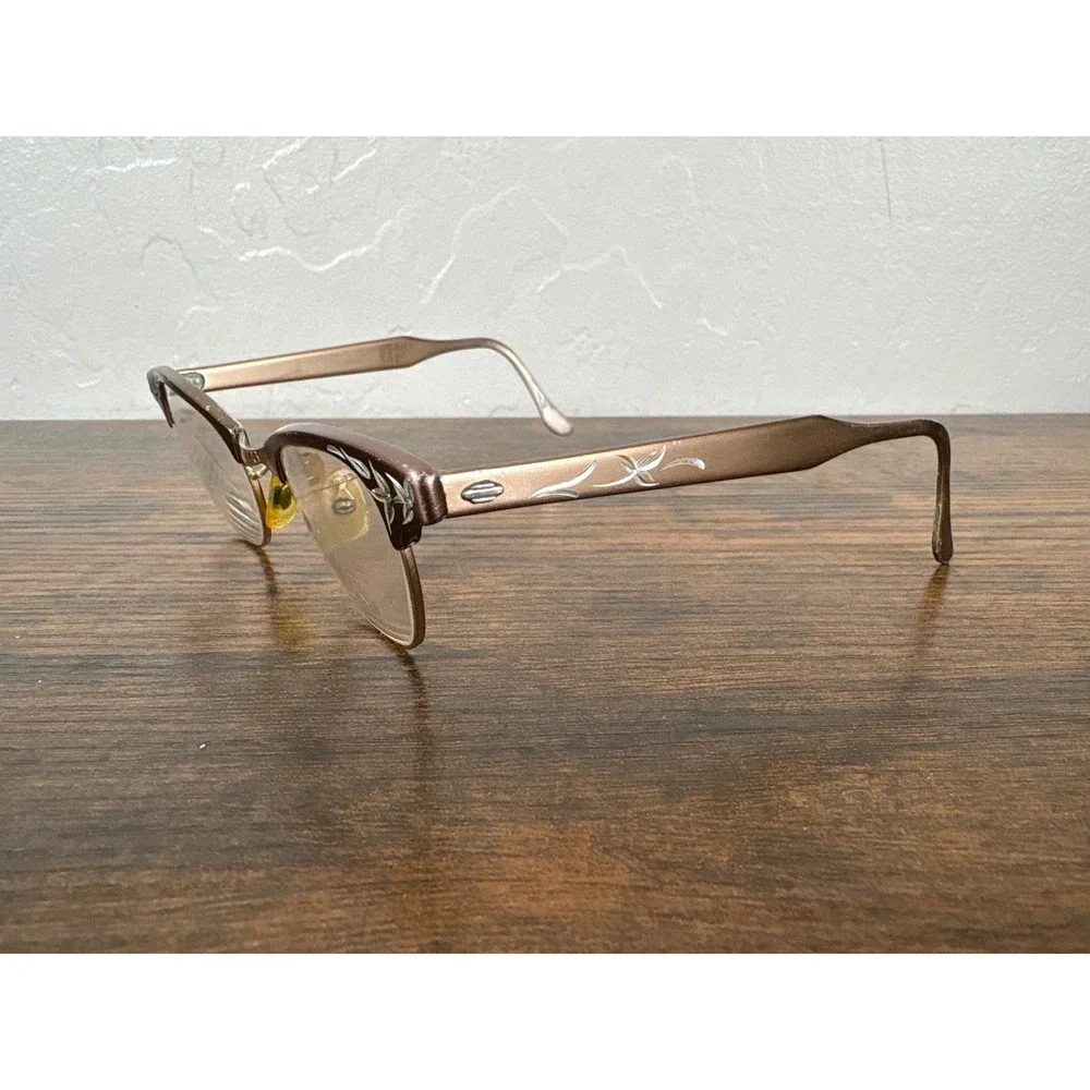 Art-Craft Vintage Cat Eye Glasses Brown Aluminum 1/10 12K GF Bridge USA 50s 60s